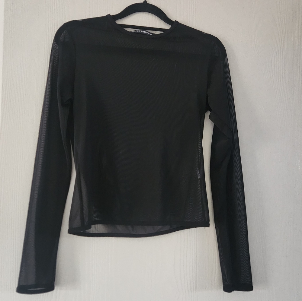 Brandy Melville Black Mesh Long Sleeve crop-top